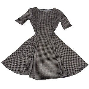 Houndstooth Fit & Flare Dress With 3/4 Sleeves By Popular Basics size small